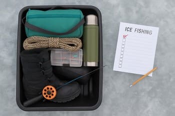 Fully packed sled on the driveway ready to be pulled to the ice