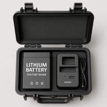 Open battery case with neatly arranged packs and cables