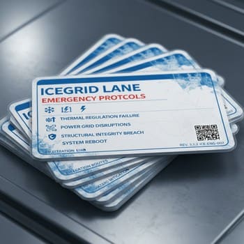 Stack of laminated ice safety cards held together with a clip