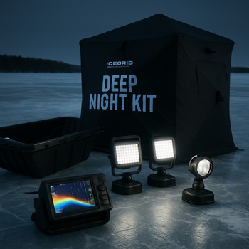 Heavy night sled with extra fuel, sonar and second heater strapped down