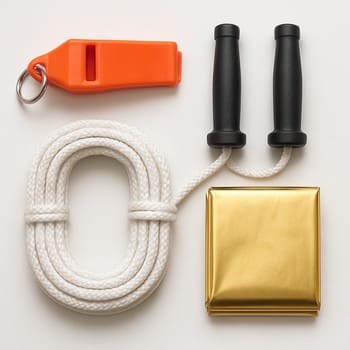 Compact safety pouch with picks and rope clipped to a sled