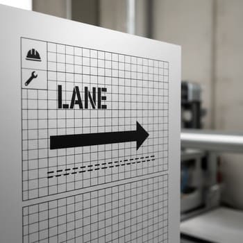 Close view of a grid layout on the safety board with simple headings