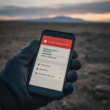 Phone screen showing a short preset safety message for night fishing