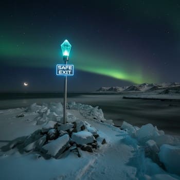 Small beacon light marking a safe shoreline exit point